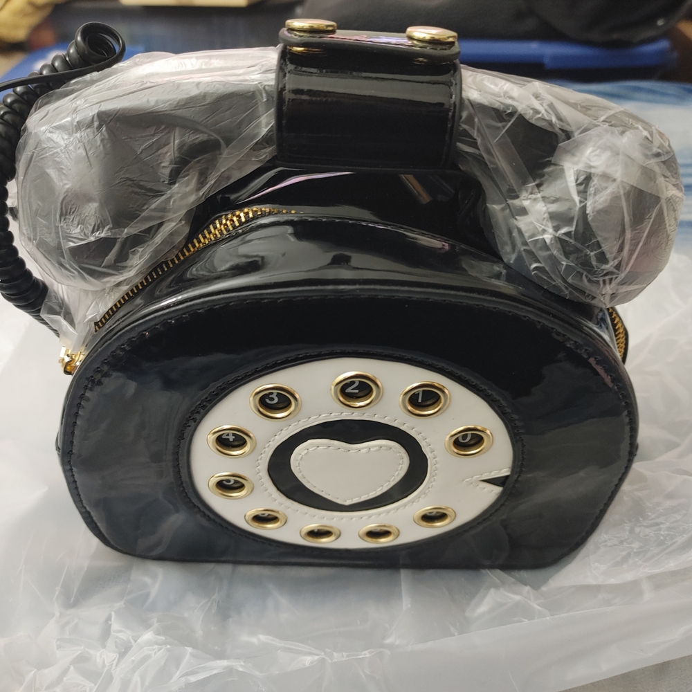 Black and White Retro Telephone Handbag